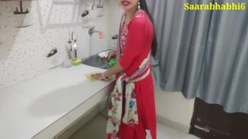 Indian Sexy Wife Ravished During Kitchen Cleaning!