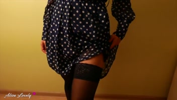 Hot Amateur Couple: Stockings On, Panties Stay, Standing Pussy Action!