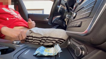 Car Jerk-Off Caught by Security Girl, She Joins to Finish Me!