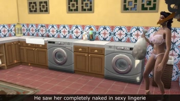 Stepson's Wild Encounter with Stepmom Stuck in Washer! Sims 4